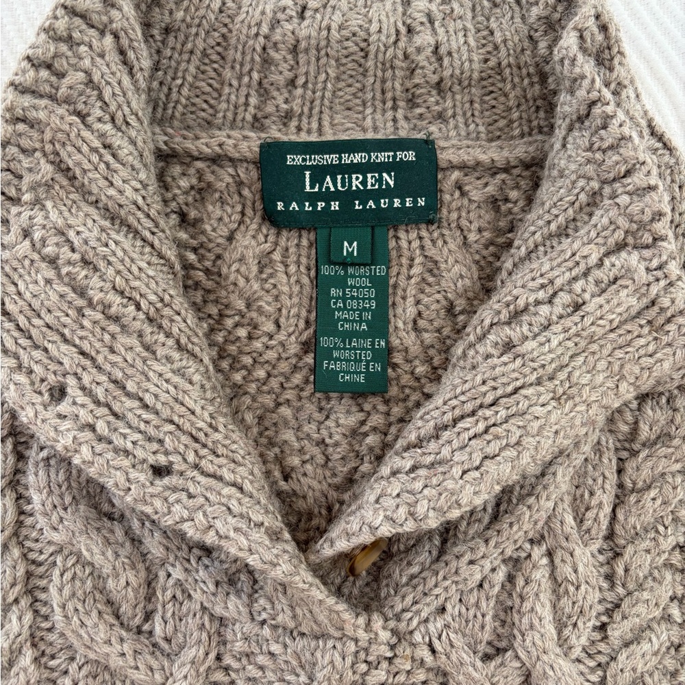 Lauren Ralph Lauren Men’s Cable Knit Sweater | Brown Wheat | Size M